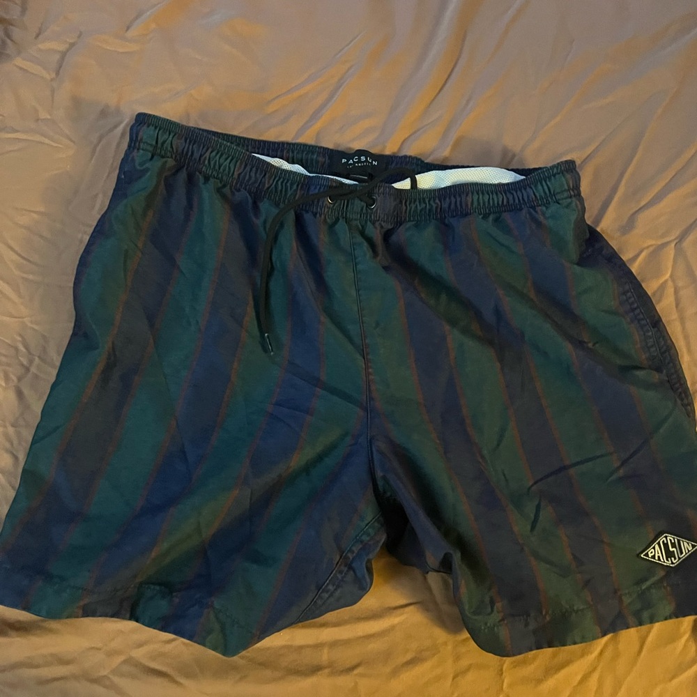 Plaid striped Pac Sun Swim trunks size Large